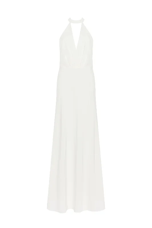 Lovely white halterneck satin maxi dress, Xo Xo